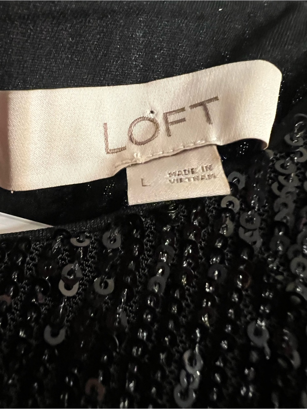 LOFT Black Sequin Twist-Hem Crop Top - Picture 3 of 9